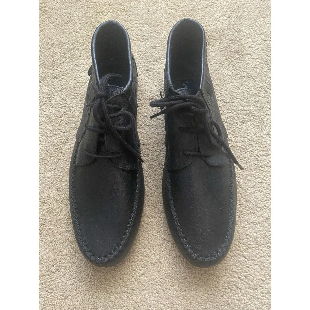 Vintage Hunters Run Black Leather Lace-Up Chukka Ankle Boots Size 11 WW